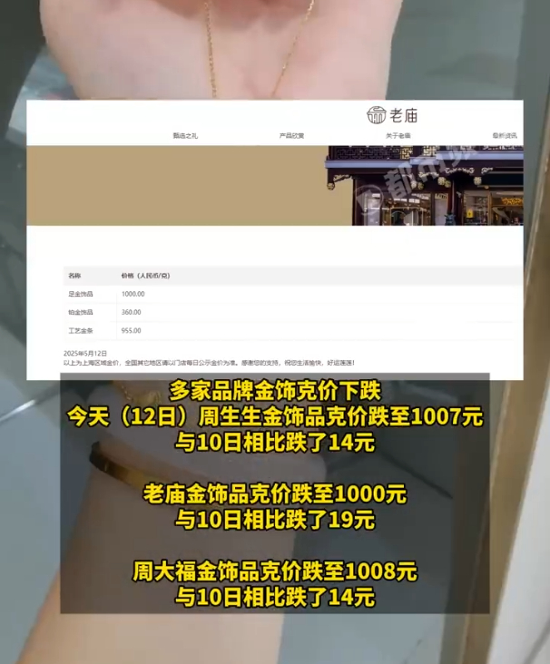 金饰克价两天大跌19元 自己不会觉得好笑吗跌了19叫“大跌”真要现在买黄金的会差
