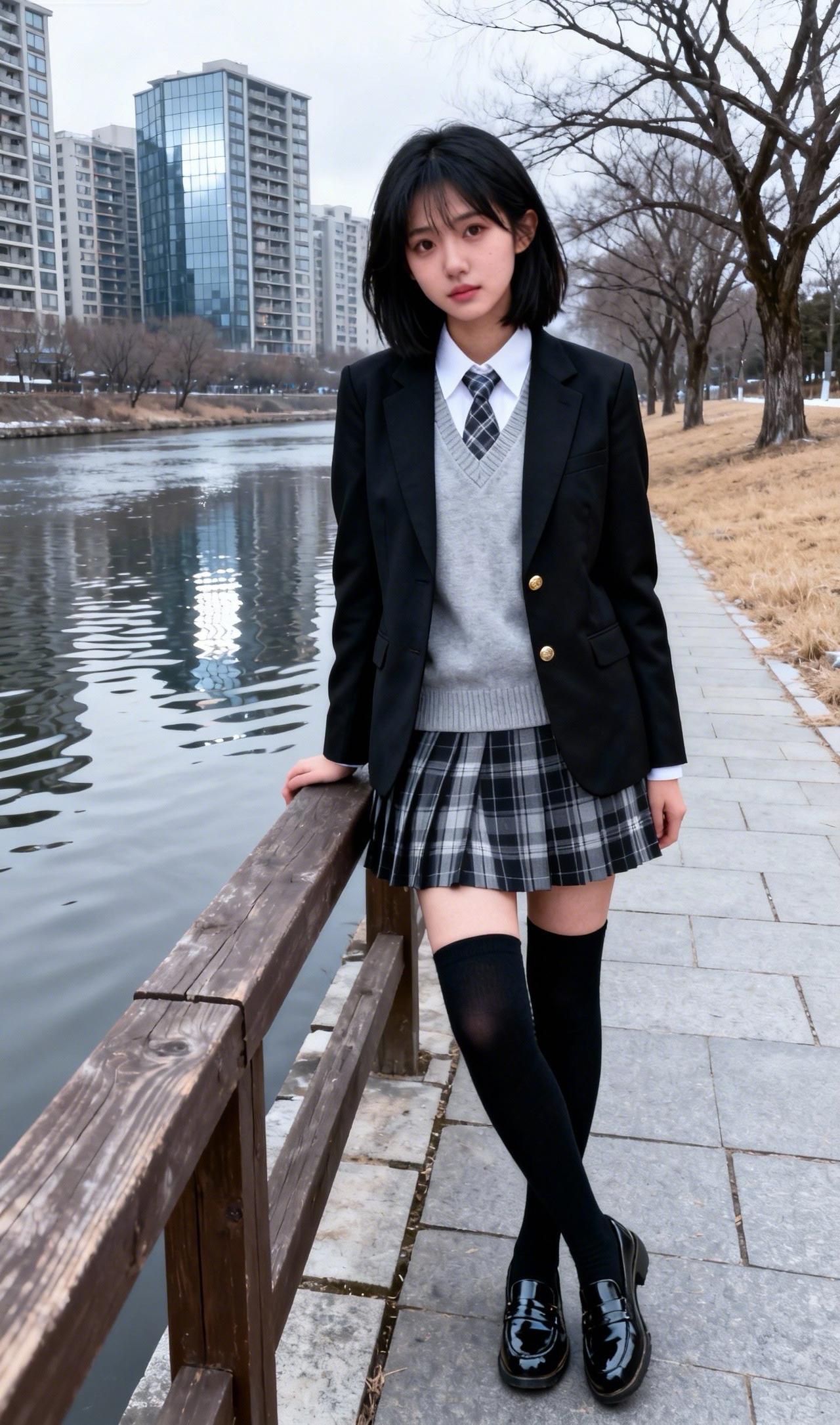 校园少女，清新自然。甜美学院风衬衫 网络热门美少女