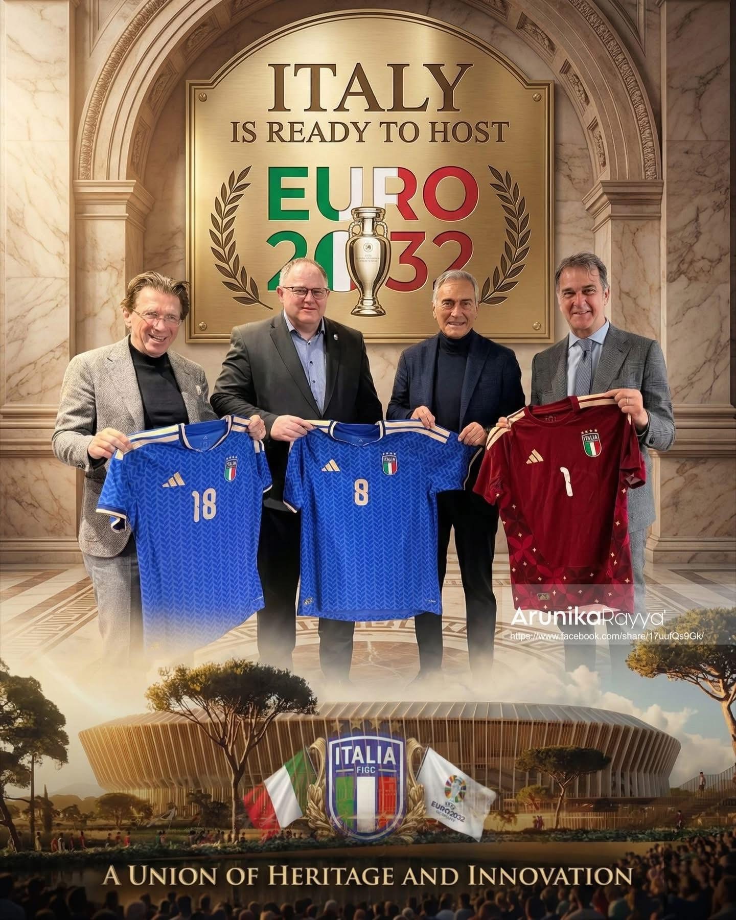 2032歐洲國家盃：意大利加快推進入選城市項目歐洲足協（UEFA）喺考察羅馬及佛