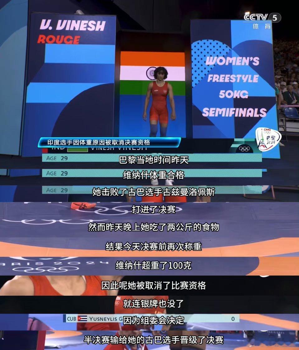 #印度选手体重超100克被取消资格#很遗憾，已经走到了决赛，被取消资格后什么都没