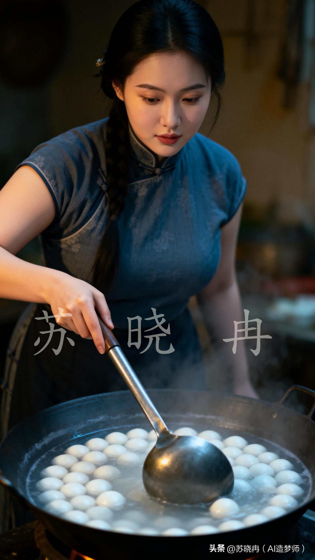 岭南的正月十五，燥热潮湿，空气黏润如纱。
阿妹梳着麻花辫，身着素净衣裳，站在老灶