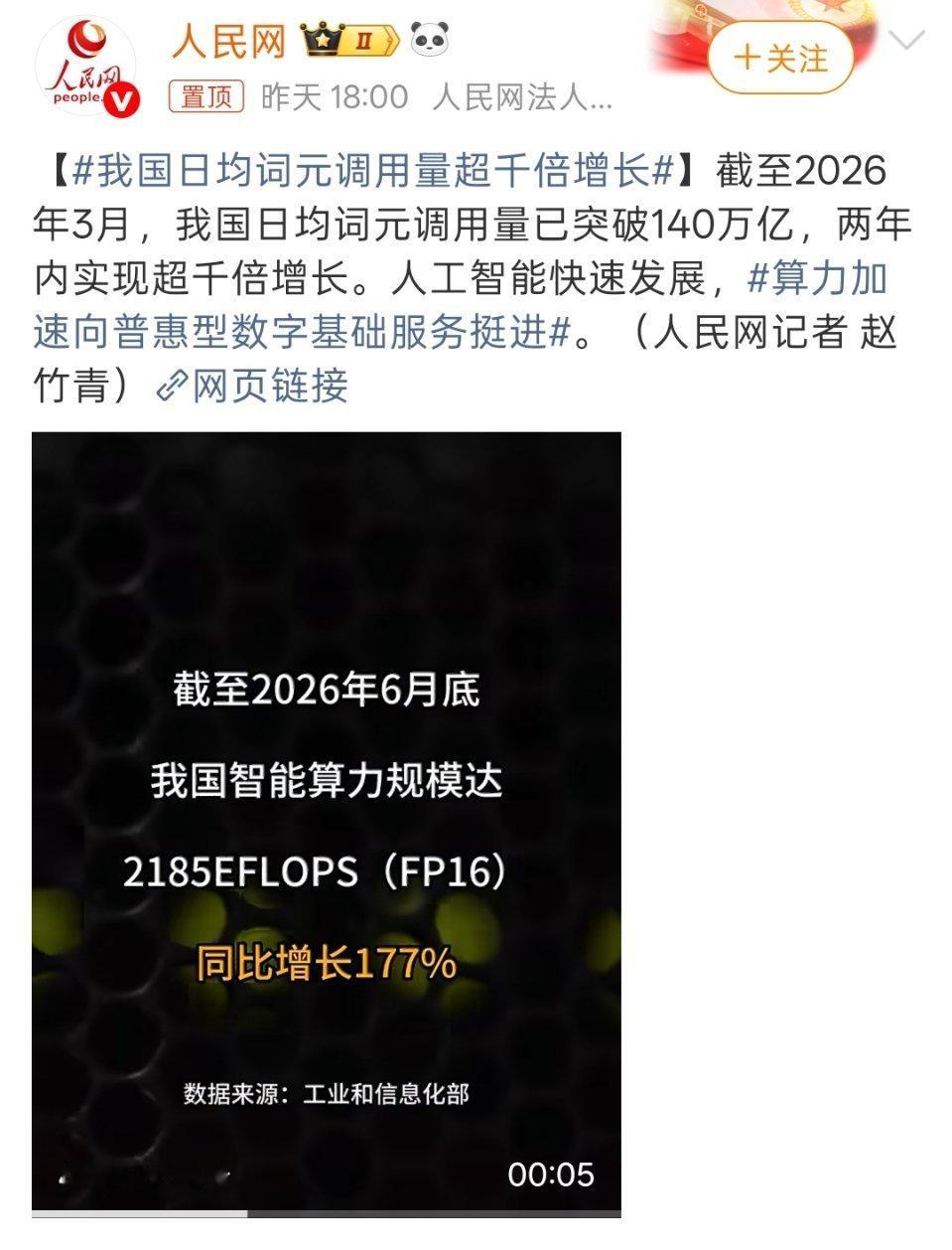 我国日均词元调用量超千倍增长改叫“词元”，不说token了，很好。AI技术时代，