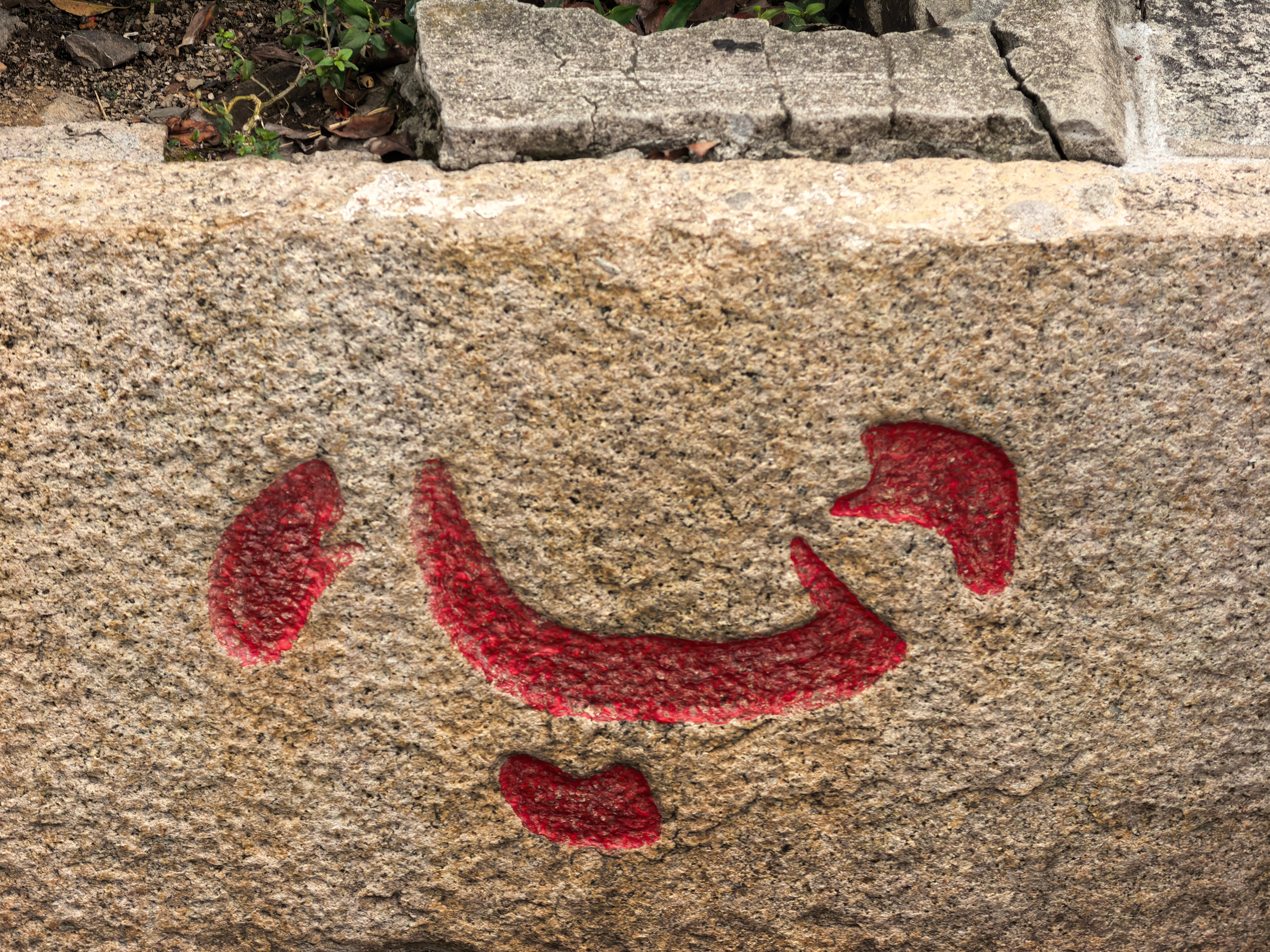 感知幸福中国福建行 没想到旅途中的一块石头让人深受启发。泉州开元寺“心”字石头，