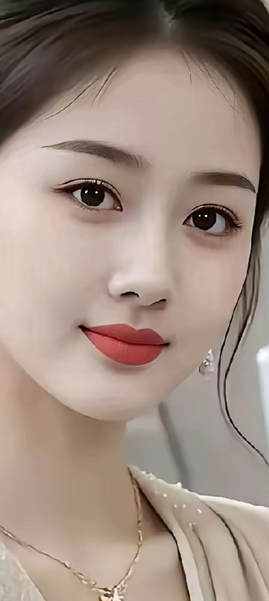 温柔甜美的微笑，精致的妆容和优雅的饰品，散发着迷人的魅力。
