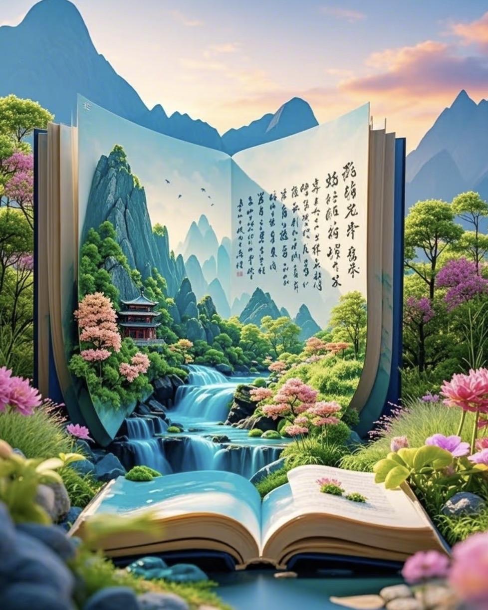 上联：书里桃源无岁月
下联：砚中沧海有波澜