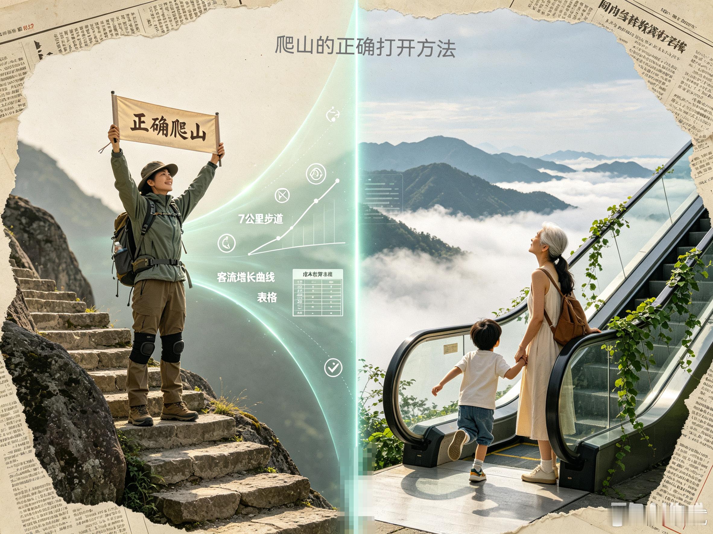 景区装电梯无痛爬山被质疑过度开发登山爱好者要攀登的“征服感”，体力弱的人要观光的