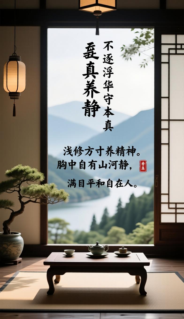 守真养静

不逐浮华守本真，
浅修方寸养精神。
胸中自有山河静，
满目平和自在人