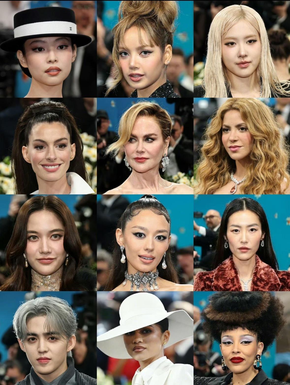 MetGala红毯怼脸生图：Jennie、Lisa、Rosé 、安妮海瑟薇、妮可