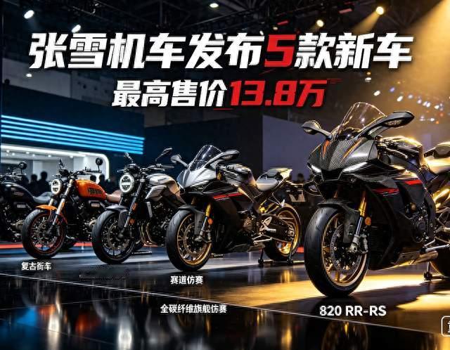 张雪机车发布5款新车，最高售价13.8万