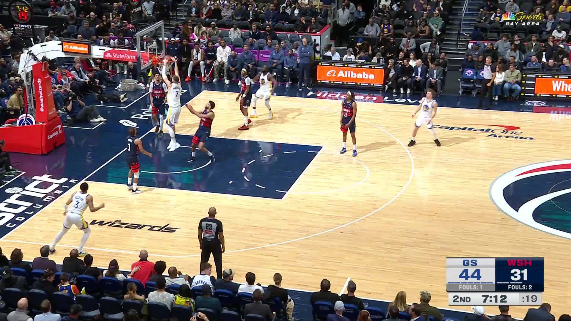 波尔津吉斯2分入账🔥勇士46:37奇才。勇士vs奇才