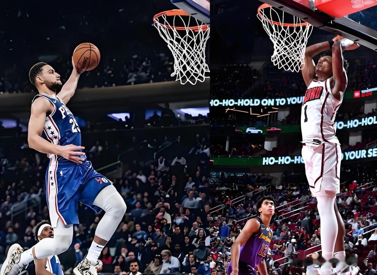 三年级的阿门汤普森和三年级的本西蒙斯对比！
本西蒙斯
场均16.4分7.8篮板8