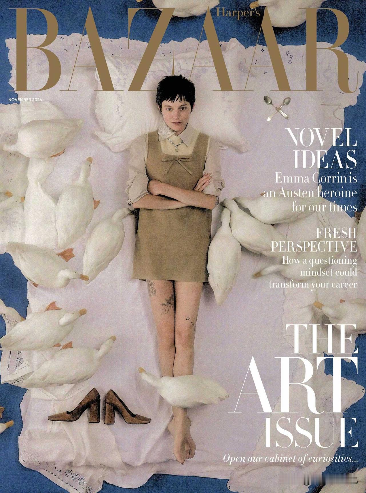 外娱资讯，艾玛·科林近日为时尚杂志《Harper's Bazaar》拍摄了英国版