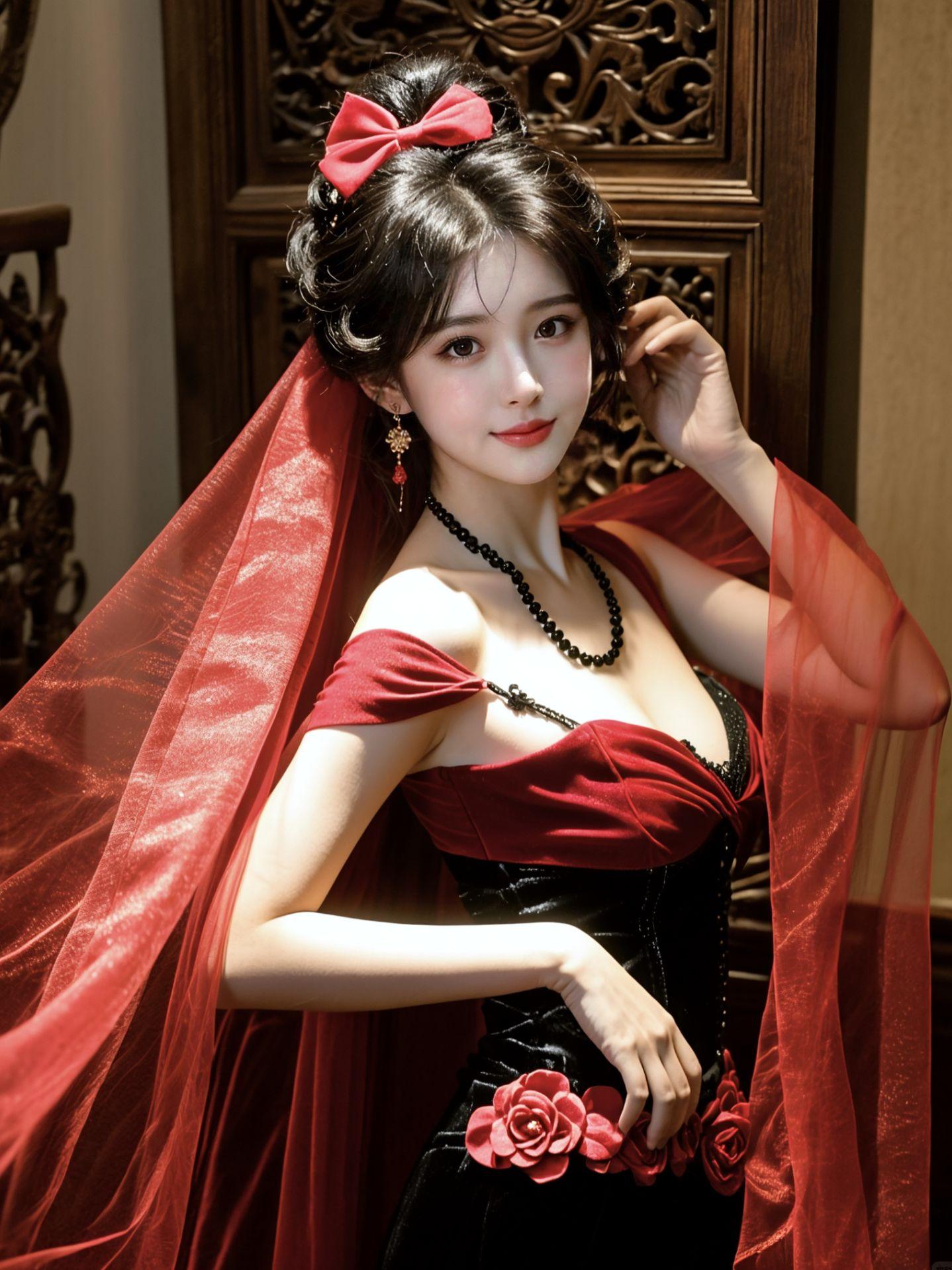 AI红纱复古照  原来ai写真可以这么美  谁拍谁好看 美出高级感