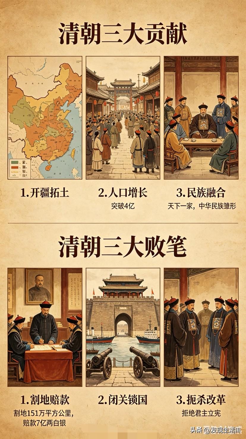 图说清朝三大贡献：
第一贡献，开疆拓土，把蒙、藏、疆、台纳入实控，奠定我国版图基