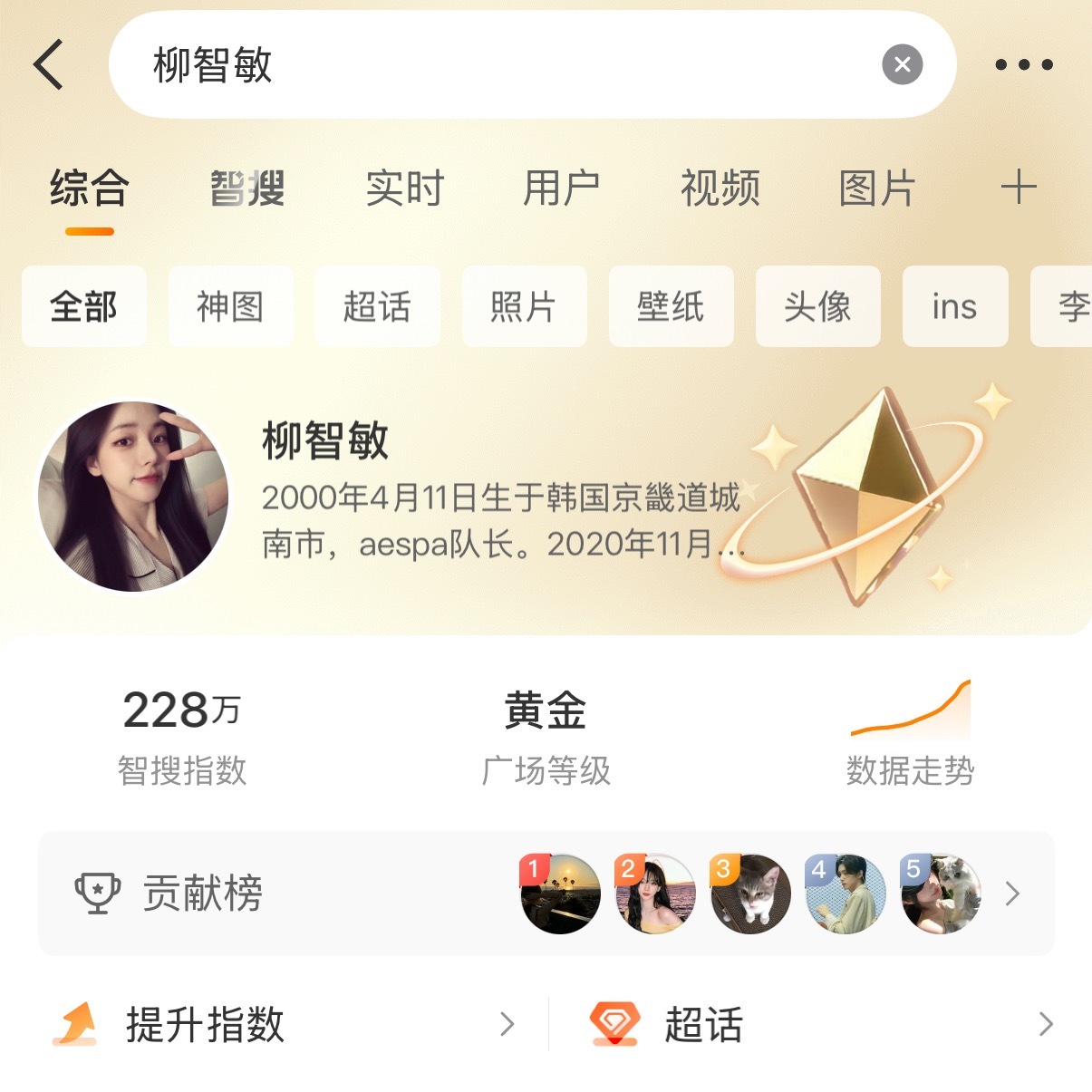 柳智敏和宁艺卓两位 topline 智搜指数 能体现粉丝活跃度和人气吗？ 