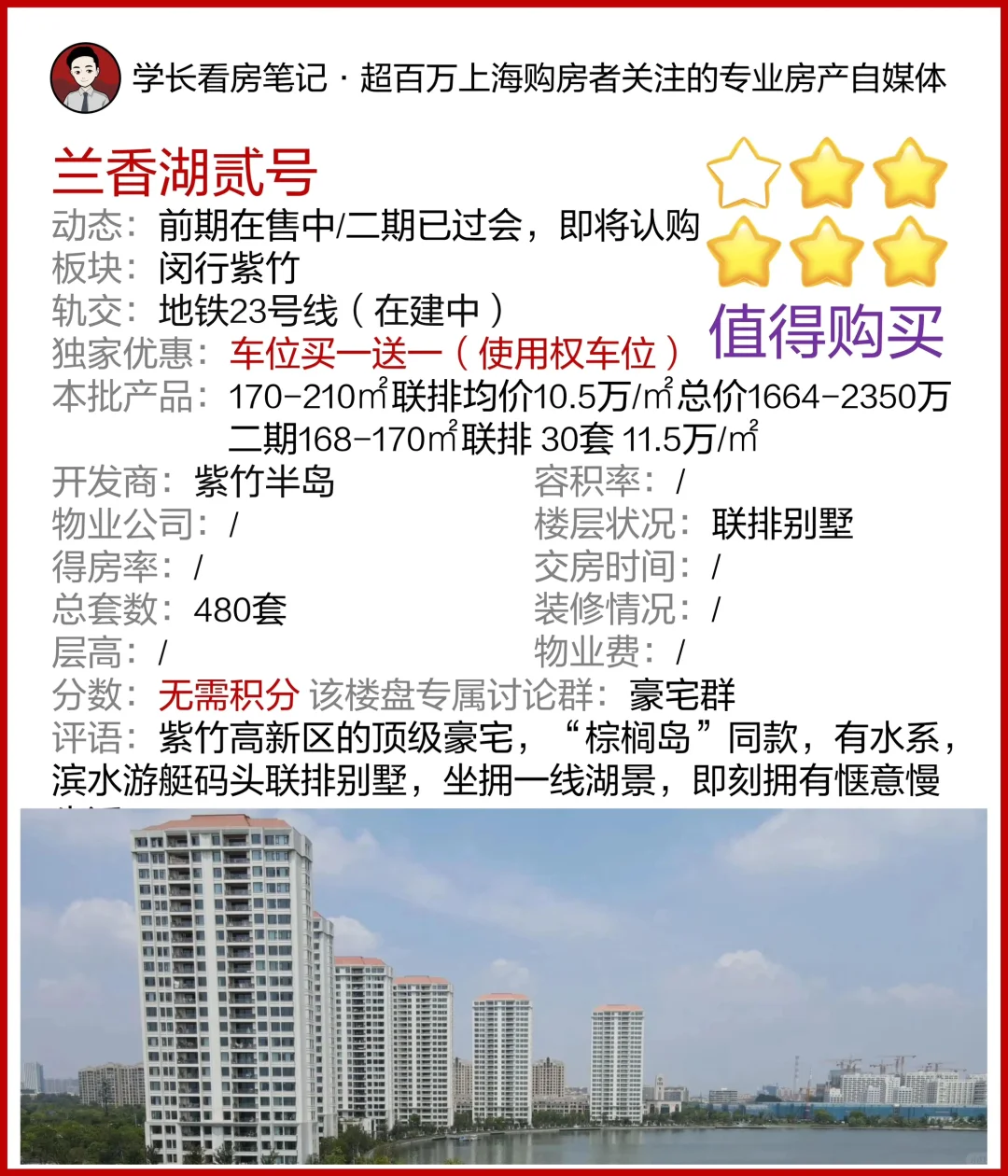 闵行紫竹兰香湖贰号 二期已过会，即将认购！