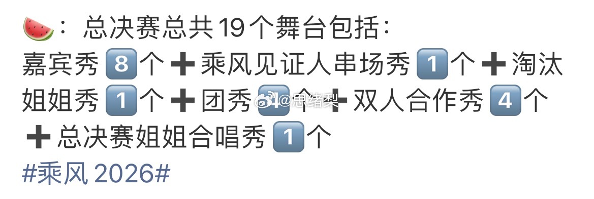 乘风2026  姐姐们自己的秀那么少结果嘉宾有那么多，不针对任何嘉宾，能不能在这