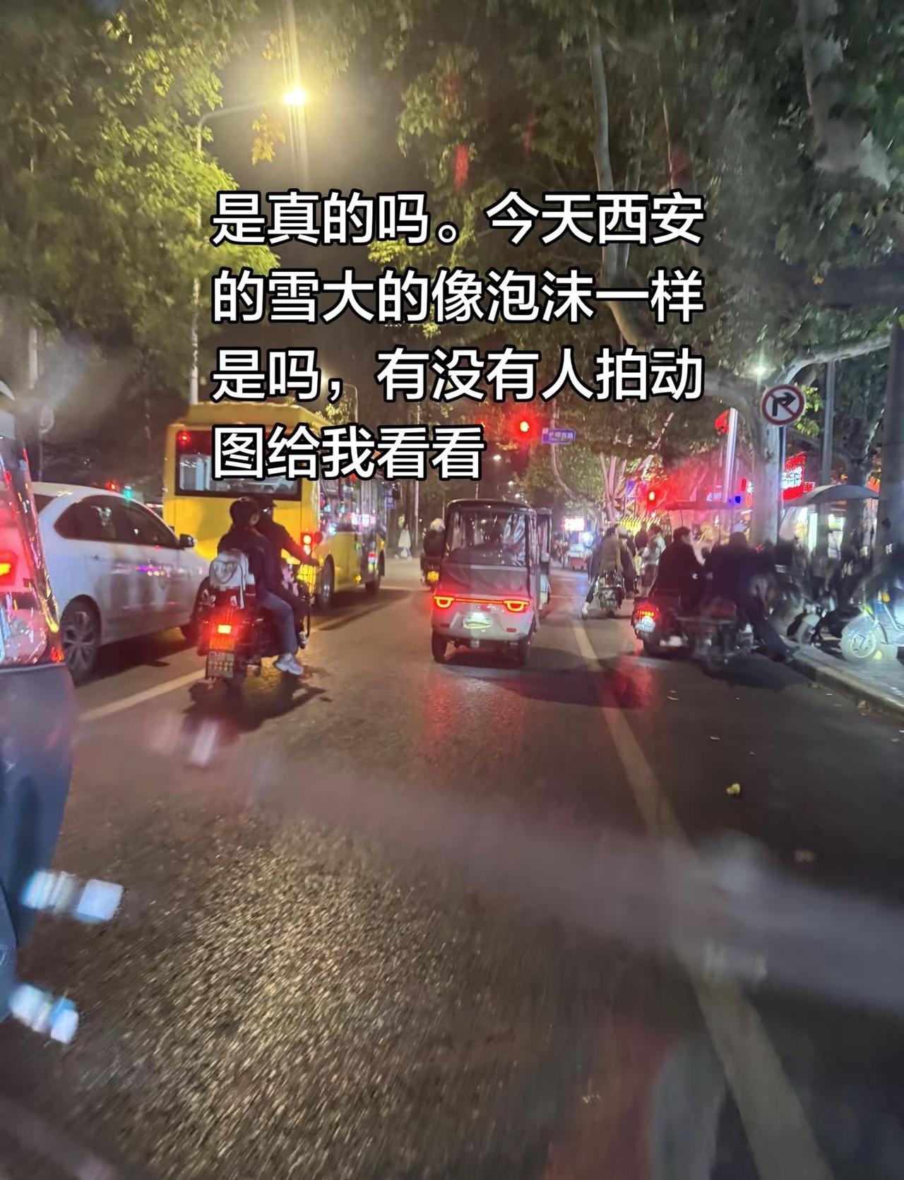 是真的吗。今天西安的雪大的像泡沫一样是吗，有没有人拍动图给我看看