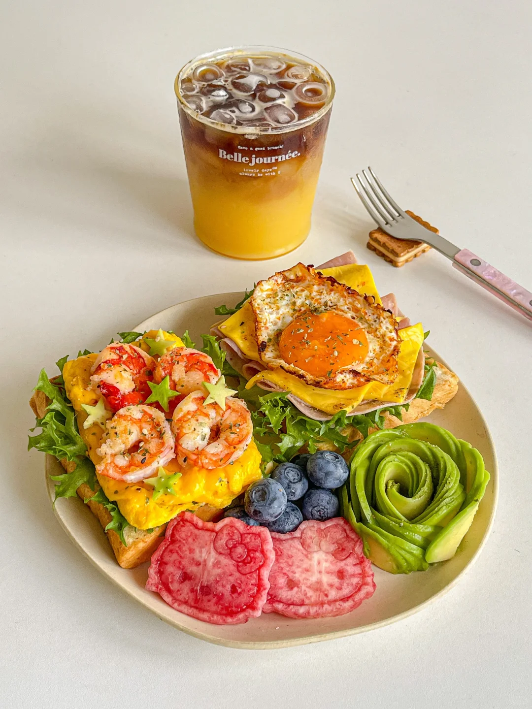 漂亮brunch🍃吐司三明治拼盘🍤橙C美式🍊