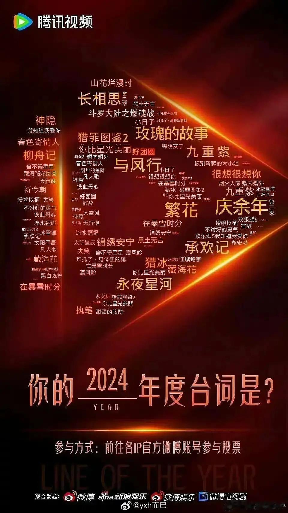 长相思 玫瑰的故事 与凤行 繁花 庆余年 永夜星河 承欢记 九重紫 鹅自己认为播