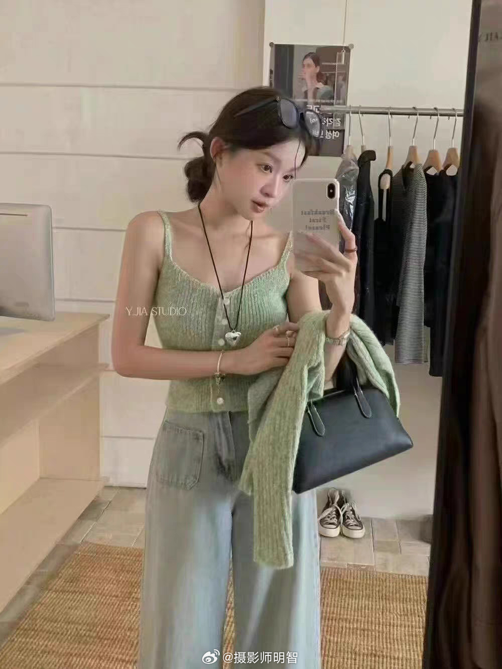 赵丸子的衣橱小店 上新！上新！新款 甜美针织长袖外套＋吊带背心 女单排扣短款显瘦