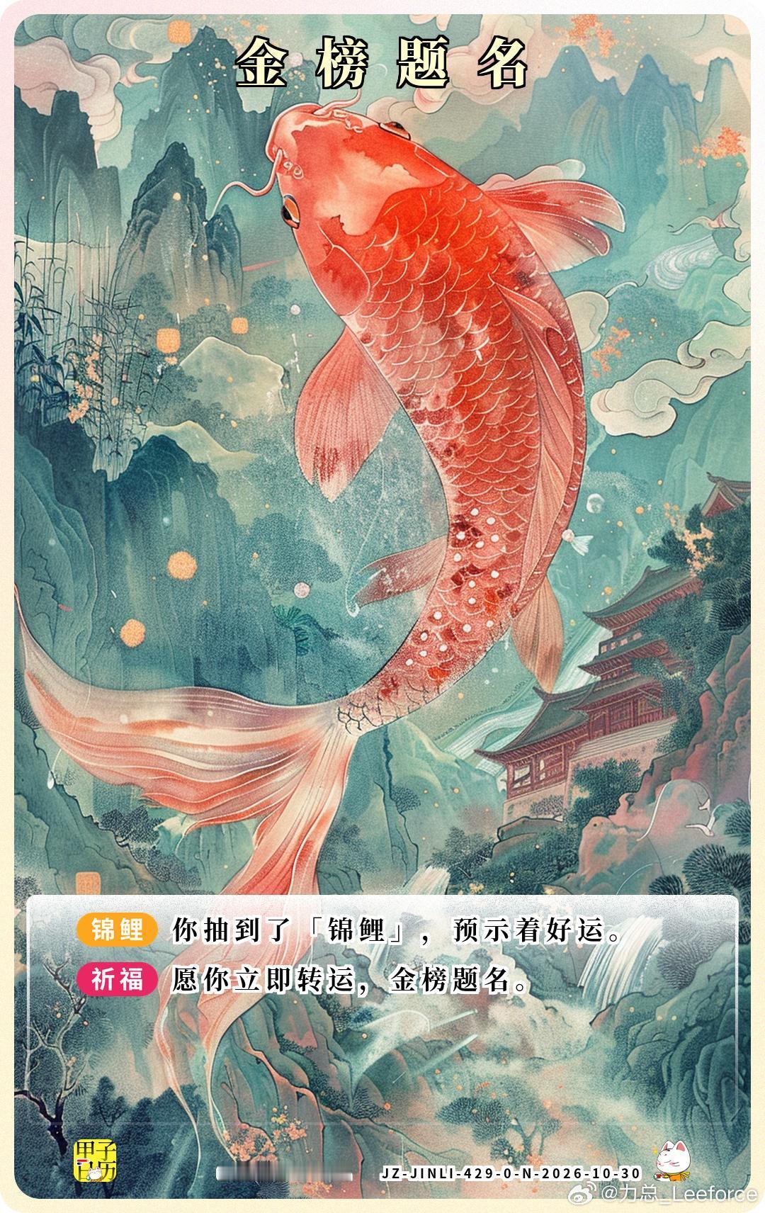 锦鲤 愿你立即转运，金榜题名。 ​​​