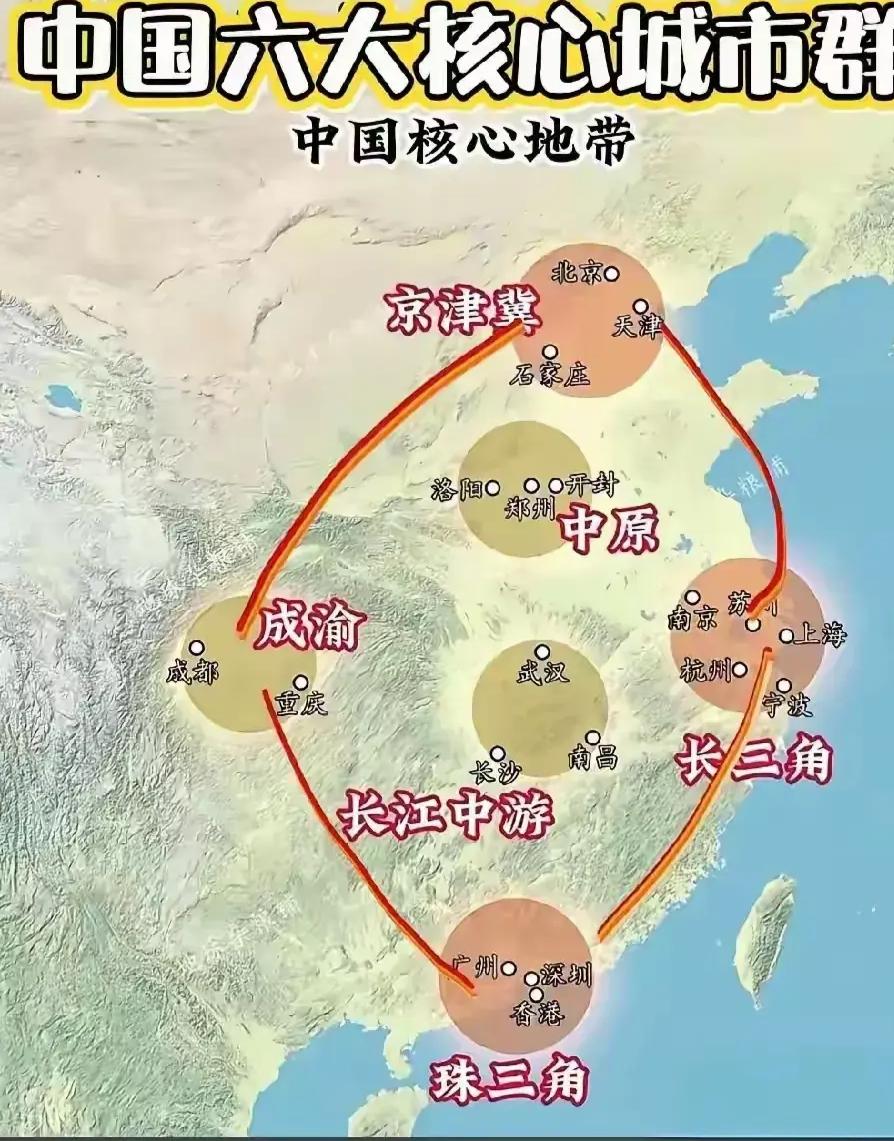 ​国内六大核心城市群中，该推进中西部发展战略了。什么“全国一盘棋”，未来，早就被