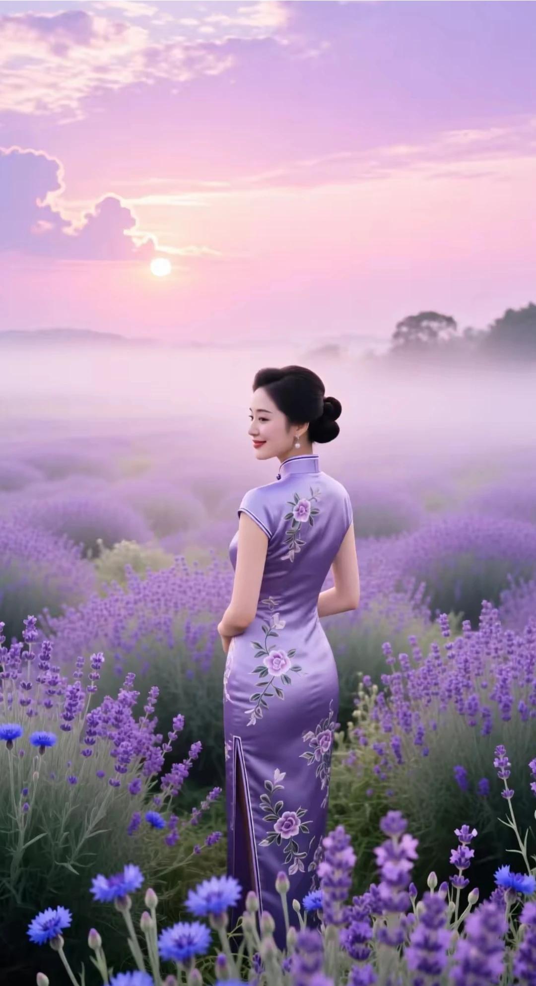 上联：紫气东来祥万户
下联：佛光入影照千尘