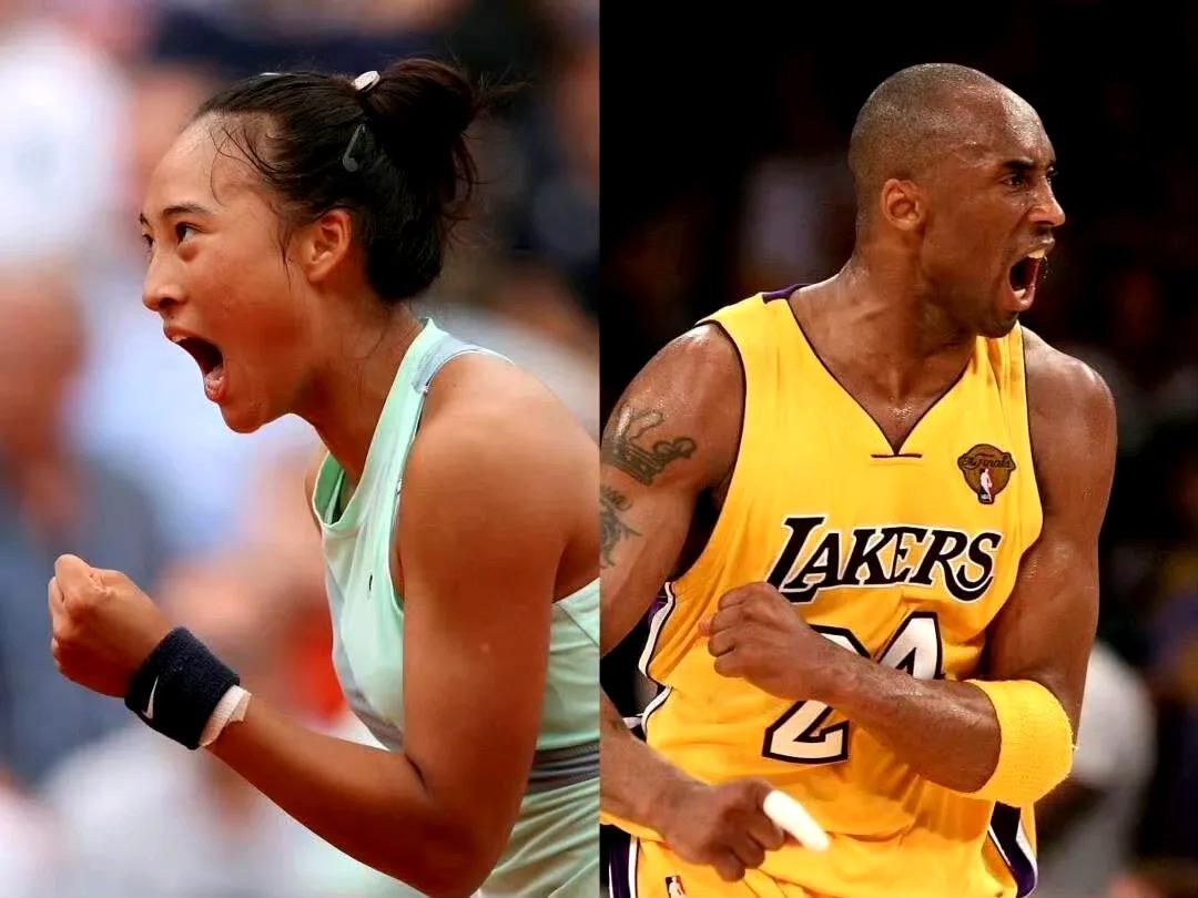 这张合成照真是绝了，让看到的人跟着一起激情澎湃！郑钦文这霸气的庆祝动作和篮球巨星