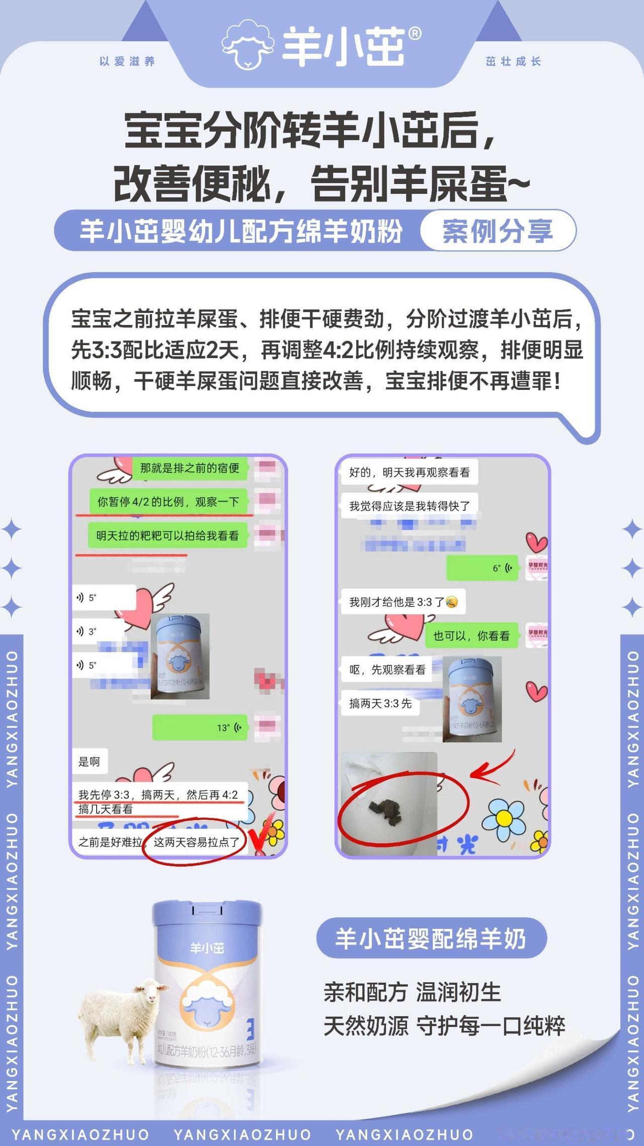 👶宝宝之前排便干硬费力 分阶过渡羊小茁羊奶粉，例持续观察。 
✅排便明显顺畅，