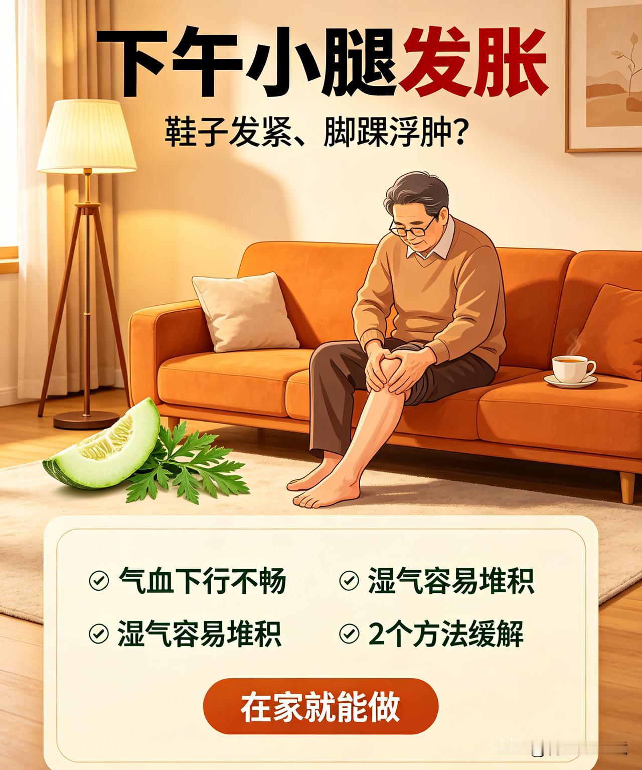 下午小腿发胀、脚踝一按一个坑？别只怪喝水多，根源多数人搞错🍃
 
忙活一整天，