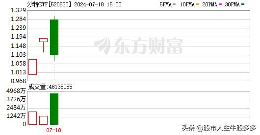 在上市后两个连续涨停后，今天两只沙特ETF开市起停牌至10:30，复牌后高开低走