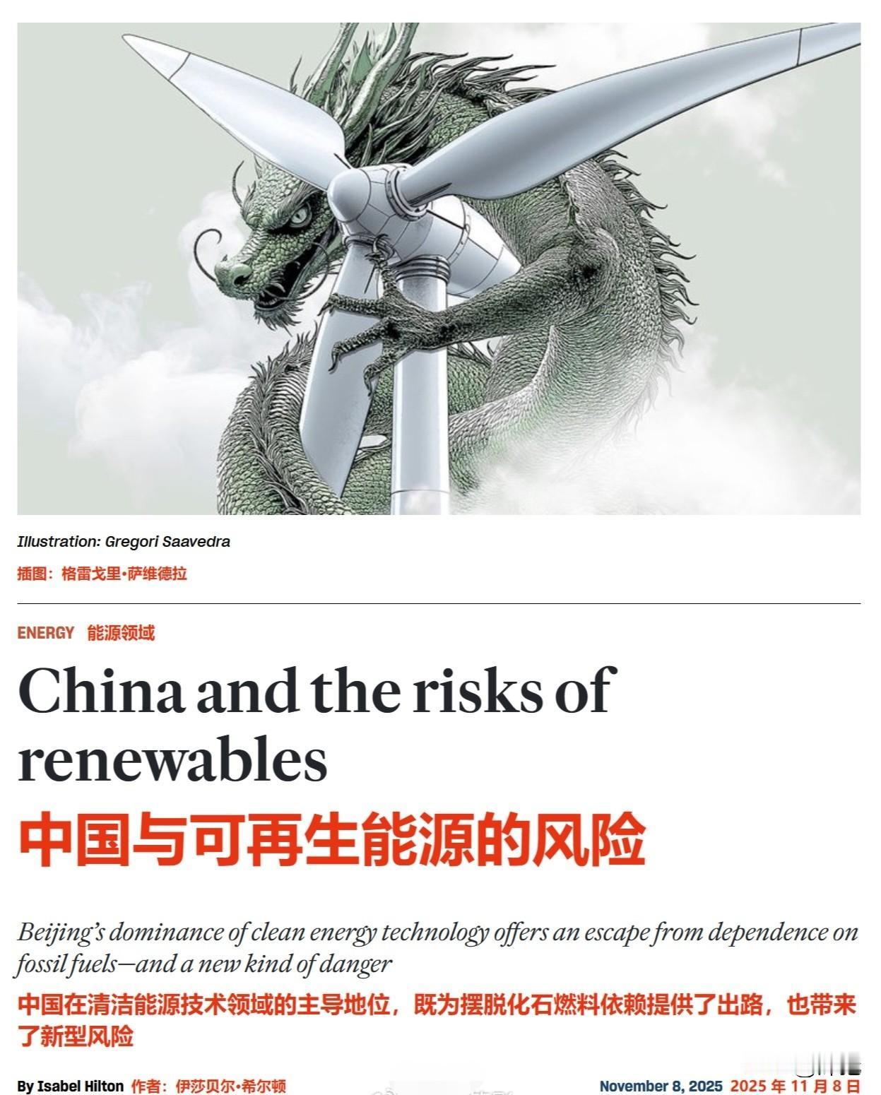 外媒造谣是张口就来，中国在可再生能源领域全球领先后，就成为“风险”了。
造谣的整