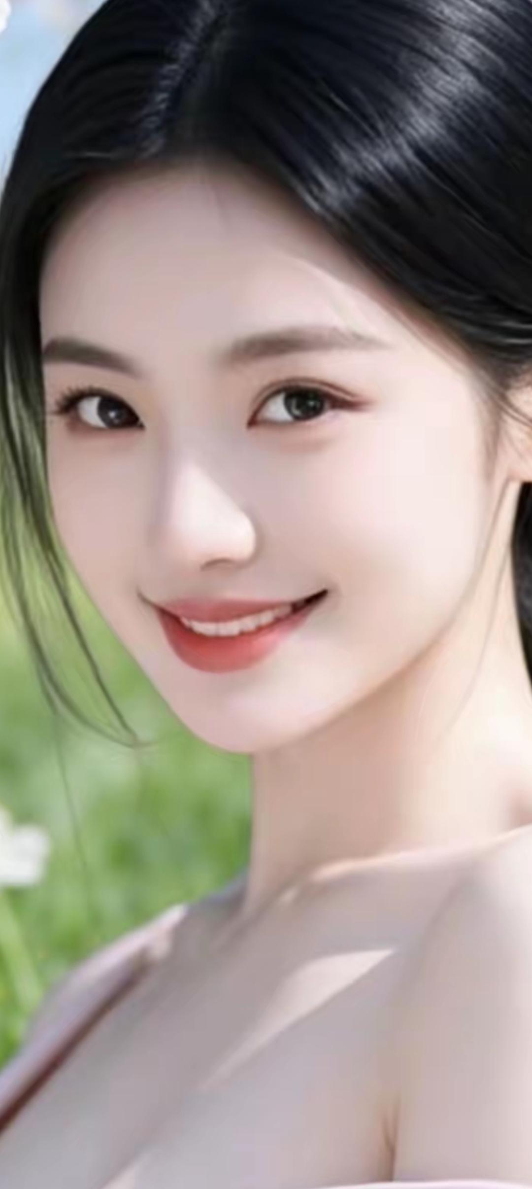 阳光明媚的午后，微笑的少女在花丛中绽放。