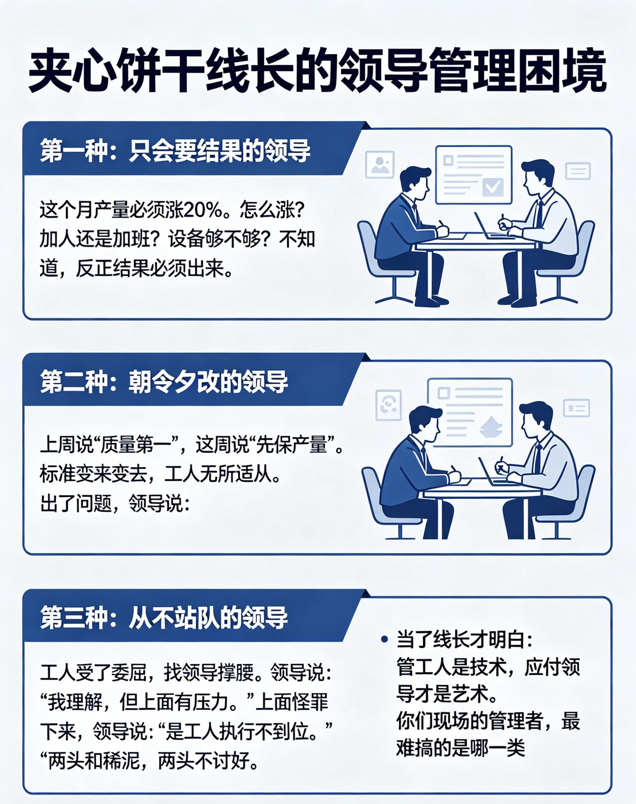 自从做了“夹心饼干”的线长，发现最难管的不是工人，是上面的领导

干这个“夹心饼