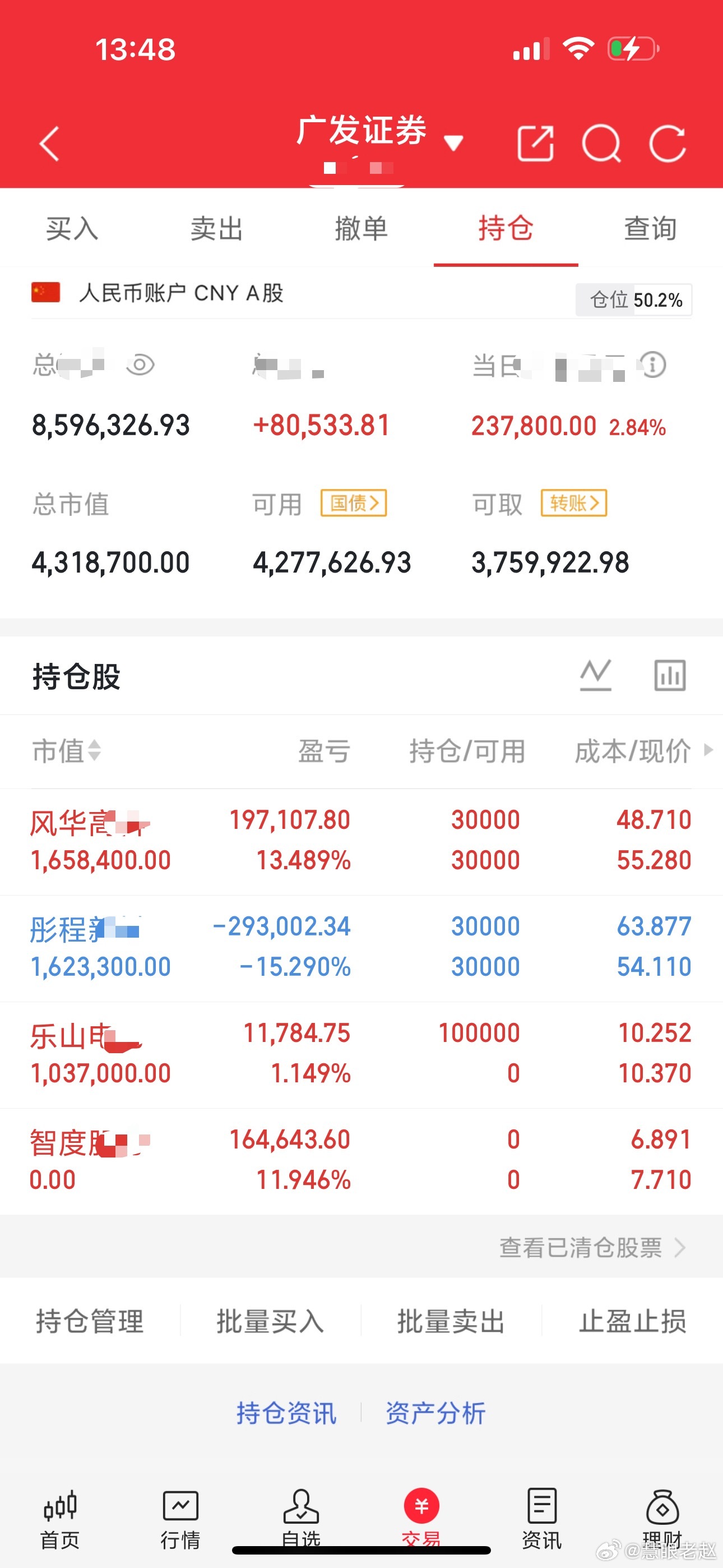 《目标1千万持续更新中》老赵今日布局:        新开仓:乐山dl，静待花开