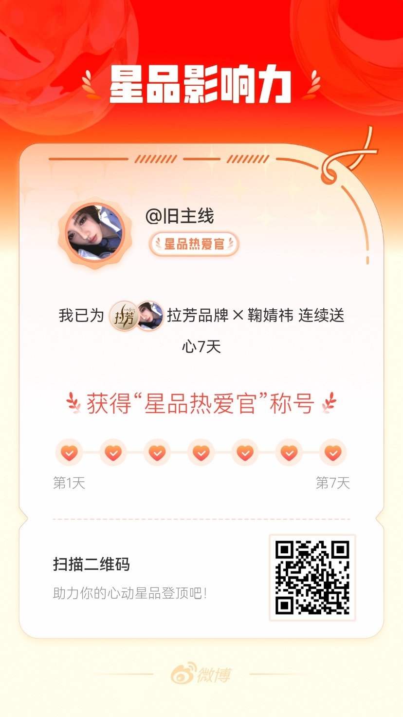 我在星品影响力上为 X 连续送心7天，获得“星品热爱官”称号！快来一起pick你