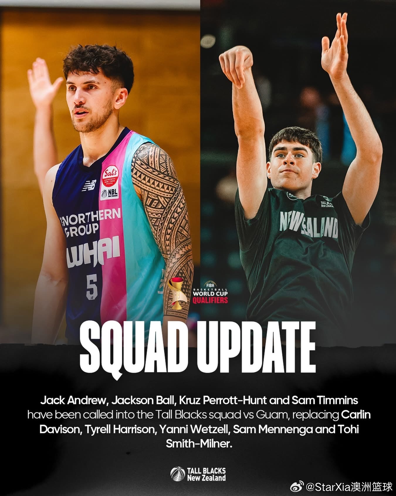 新西兰男篮换了五个球员，三个一线的内线全部不打看不起关岛？男篮世界杯