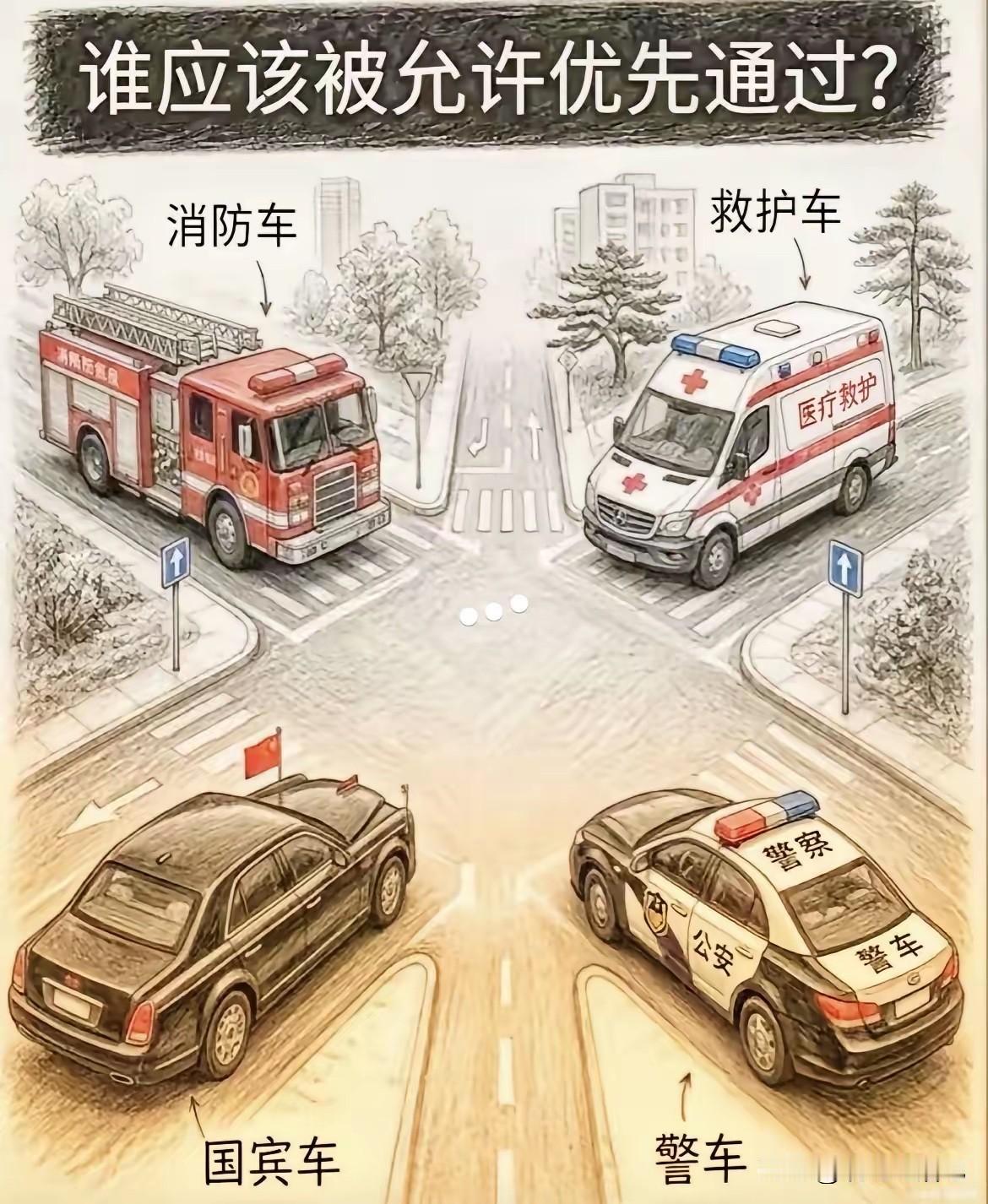 遇到这种情况，那辆车先走比较合适？