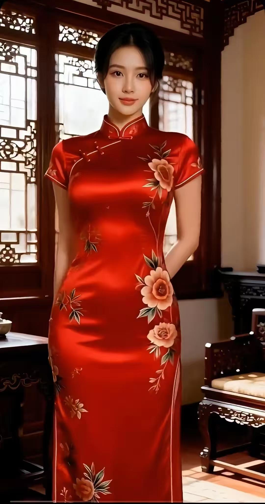 清江引·朱颜锦袍
朱门绮户晴光绕，
锦袍红胜海棠娇。
盘扣缀珠瑶，
绣蝶花枝俏，