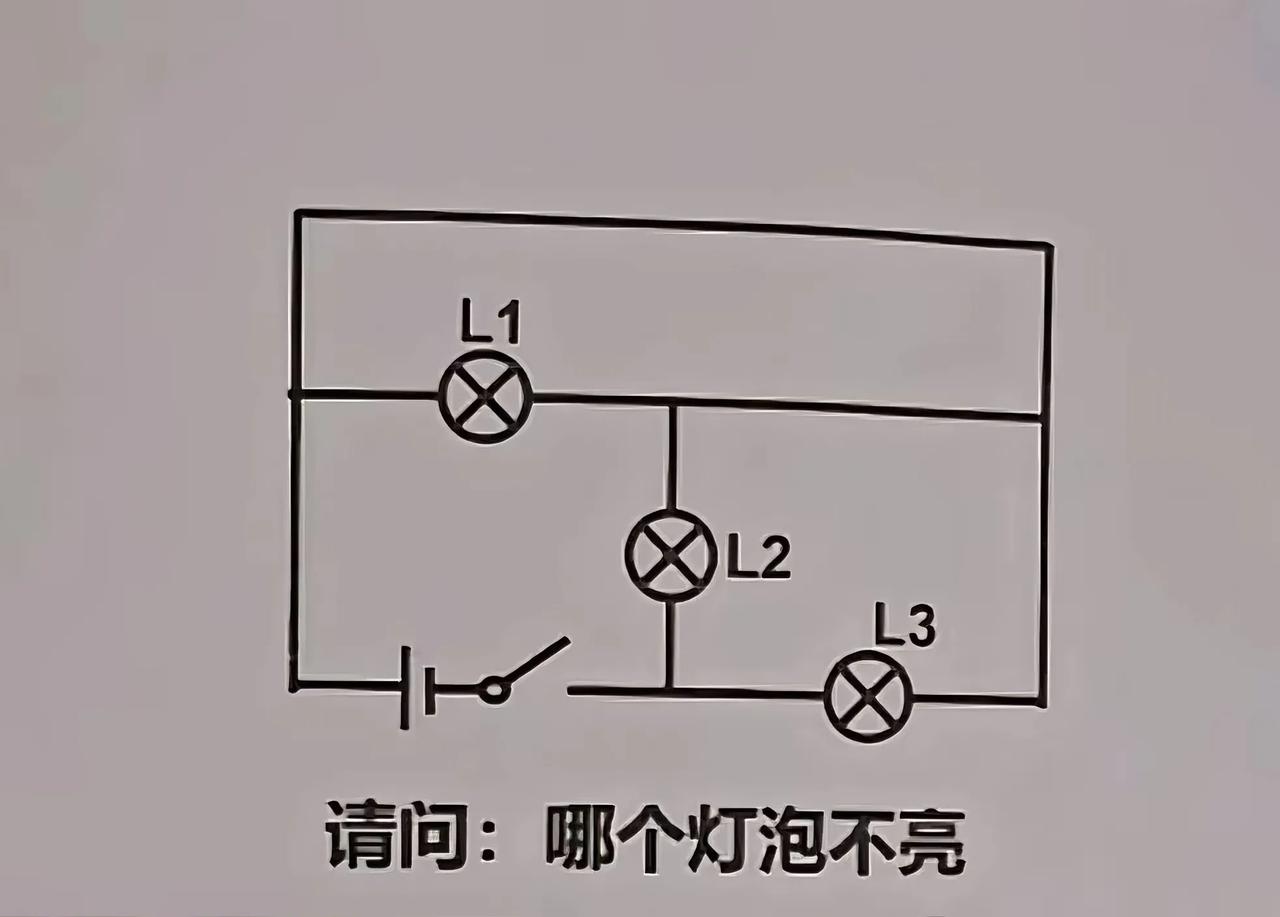 来猜哪个灯泡“摆烂”不亮～
 
看到这个电路，感觉像个电流的“闯关游戏”。电流从