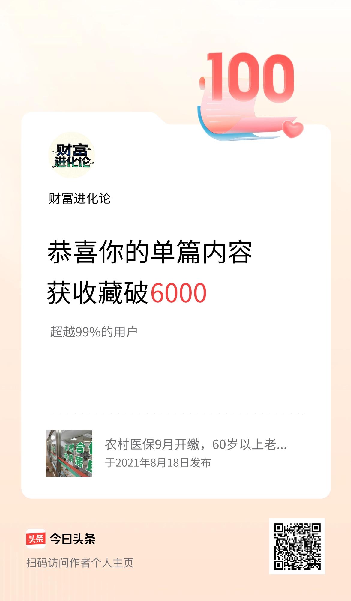 单篇内容获收藏量破6000啦！