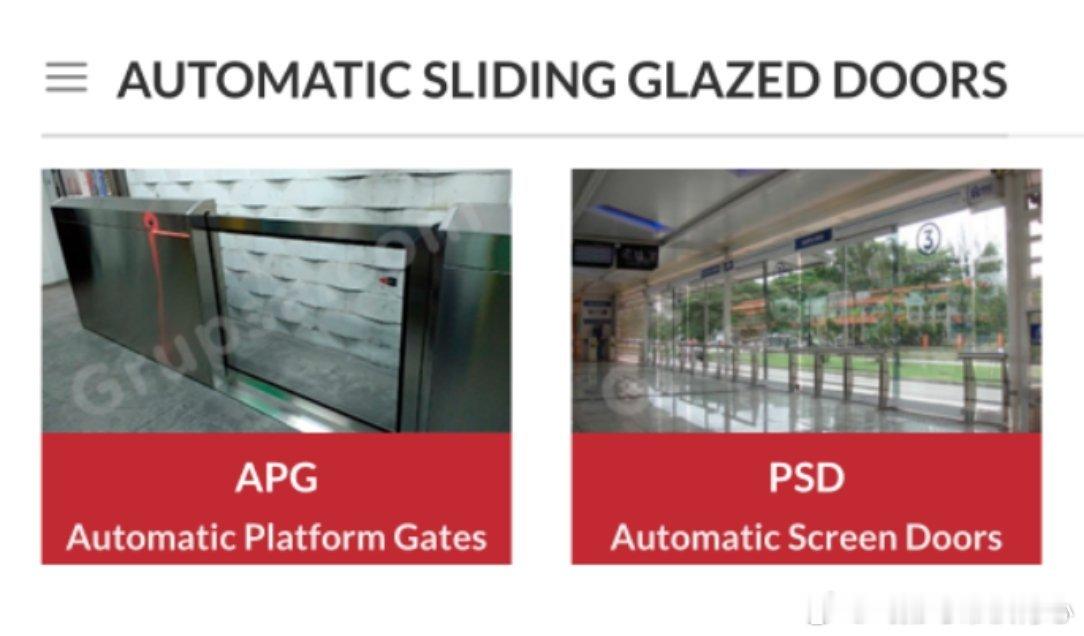 纽约市地铁安全防护/屏蔽设备包括：平台屏蔽门PSD，这种是全封闭的；自动站台闸A