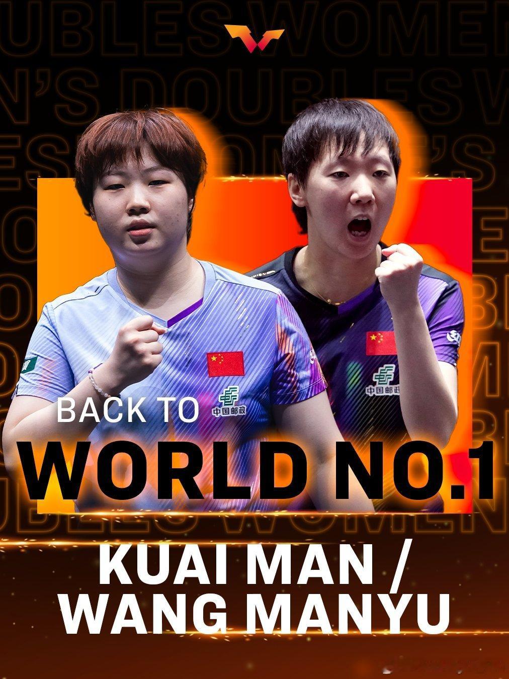 🇨🇳王曼昱/蒯曼 重返女双世界排名第一 