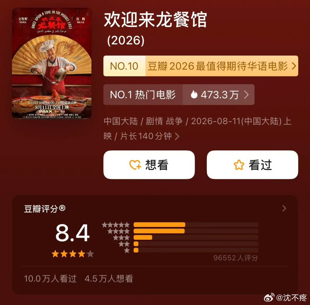 《欢迎来龙餐馆》豆瓣开分8.4，群众的眼睛还是雪亮的 