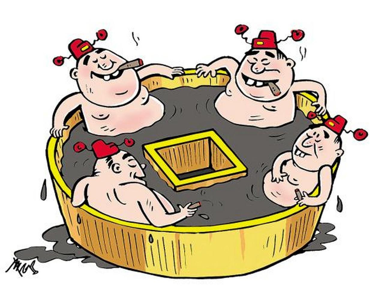 笑话（660）
大贪官约几个小贪官到家里地下室边泡澡边“开会”，几个小贪官点上香