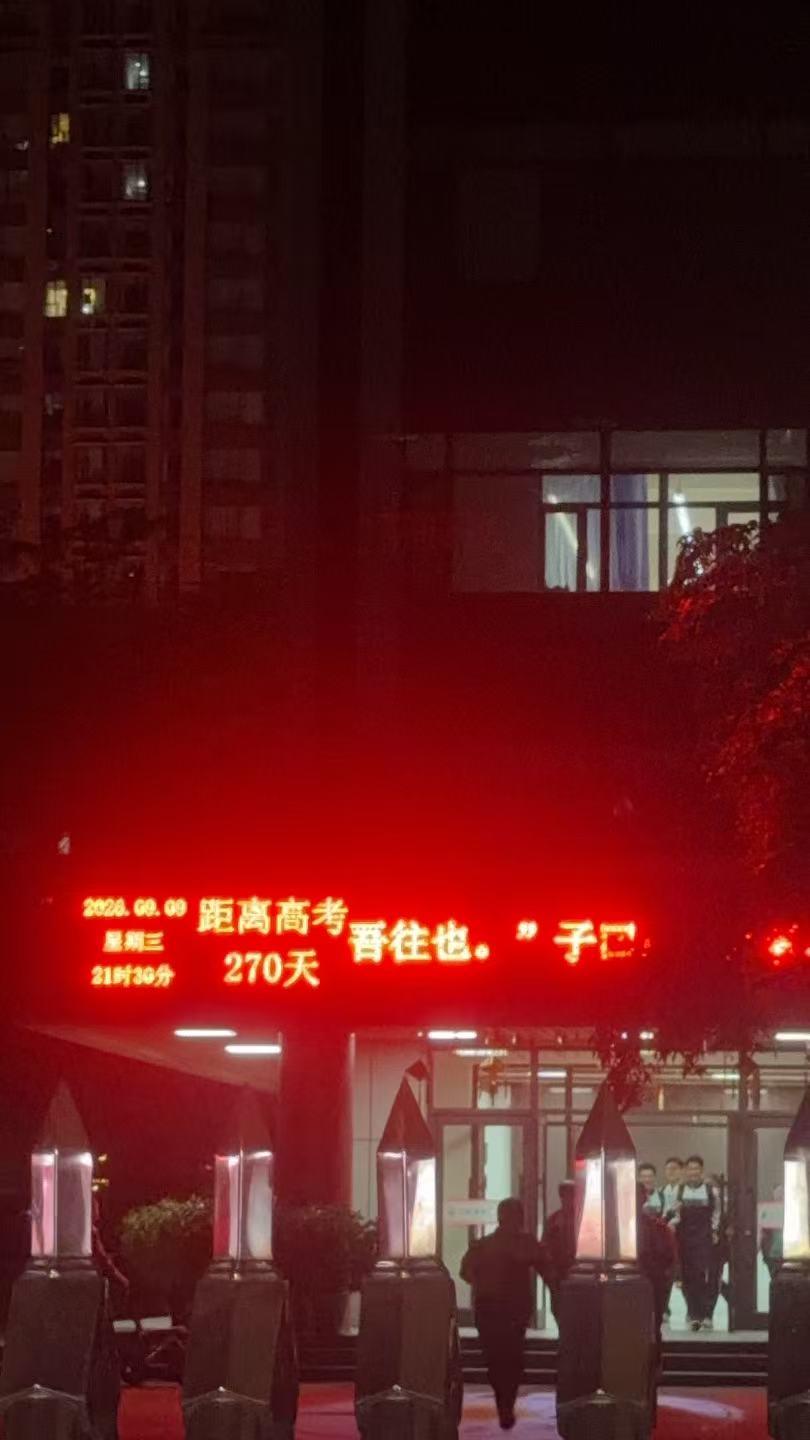 每一份努力都有收获，加油！青春不辜负每一位努力的学生 热闹的校门口 灯光下的高考