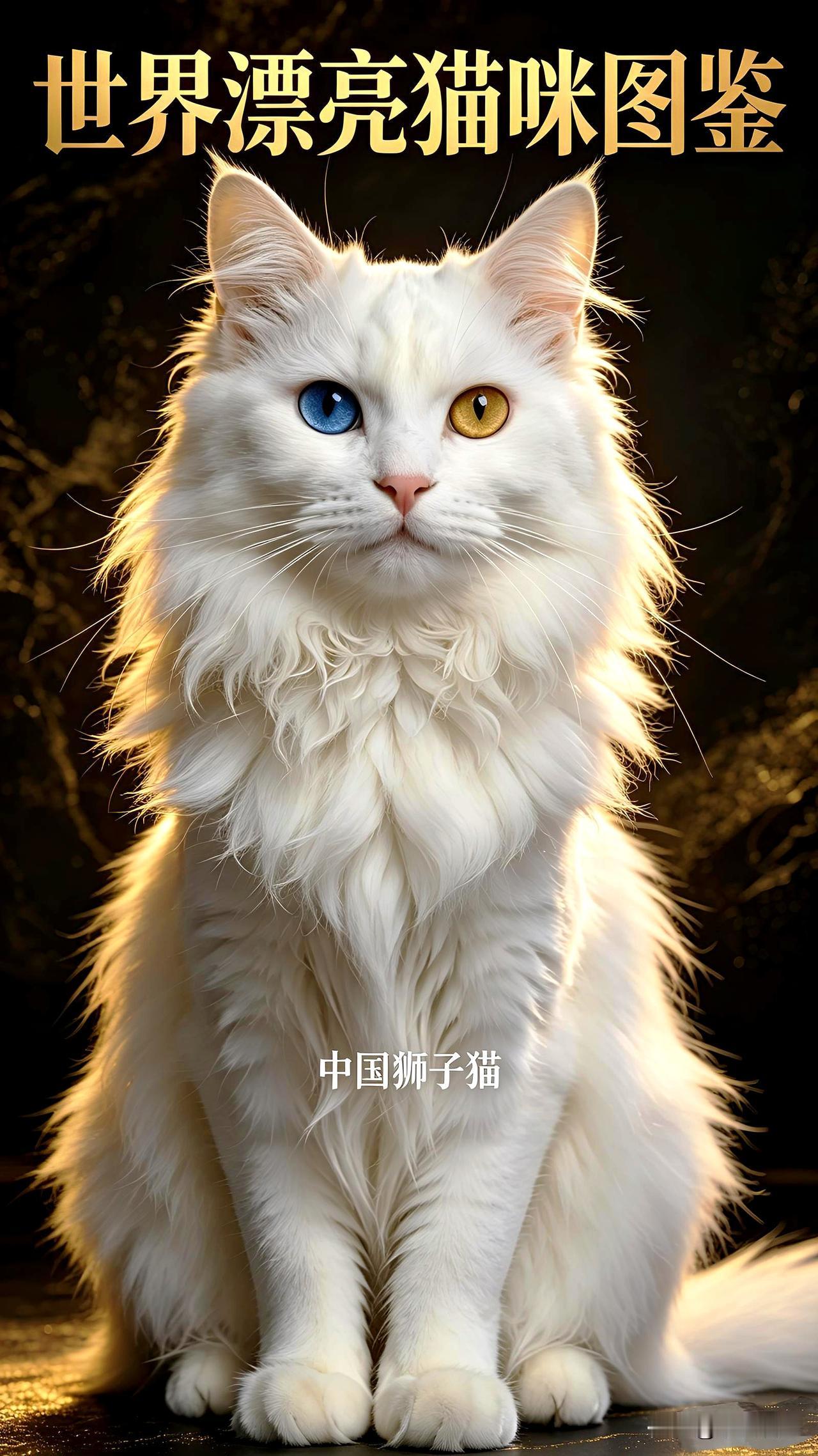 我很喜欢猫猫，特别喜欢异瞳猫.我曾经养过一只白色长毛异瞳猫，名字叫妞妞，下图第一