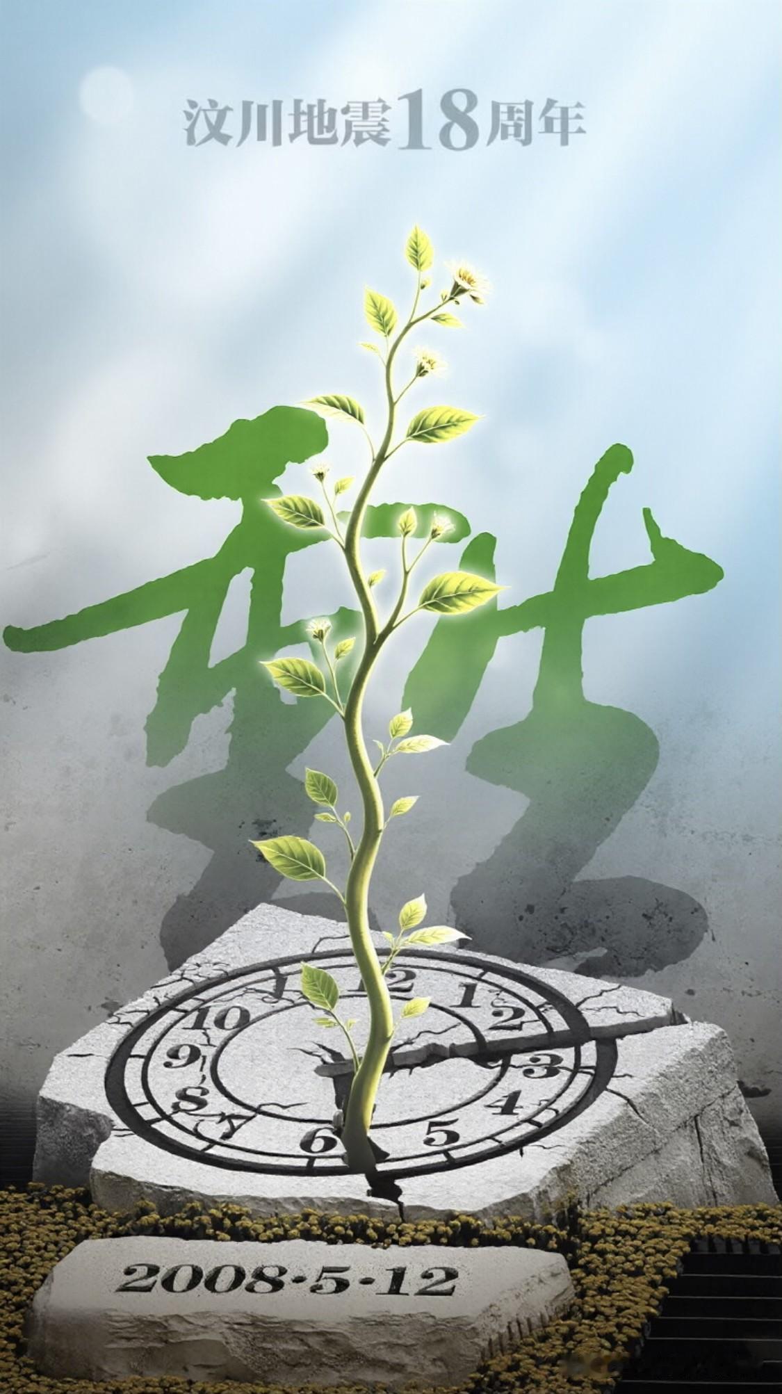十八年，春芽～

时针停在2008年5月12日的午后，
大地的裂痕里，
开出了带