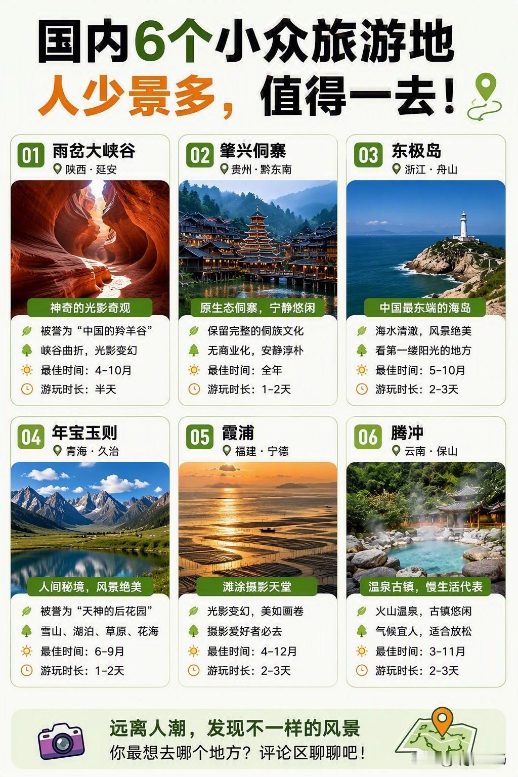 国内被严重低估的6个旅游地，第4个堪称
人间仙境！

旅游必去榜 必去旅游打卡地